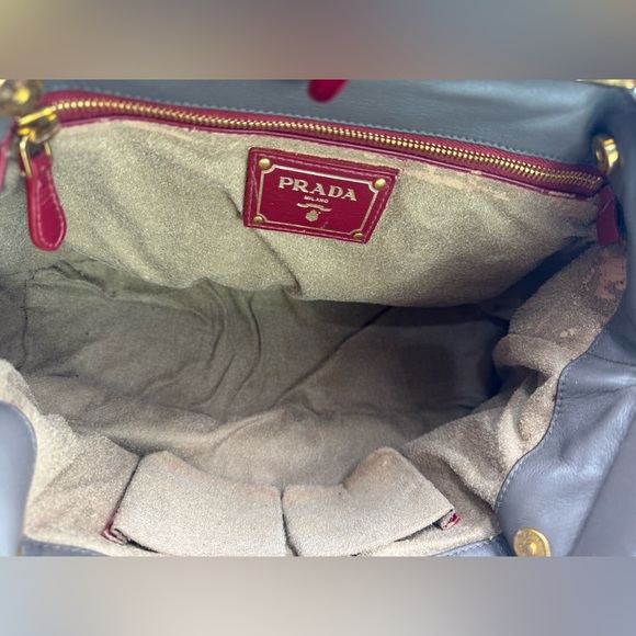 Prada Sughero Soft Calf Leather Large Frame Two Way Bag Taupe+ Lock n Key - Picture 6 of 14